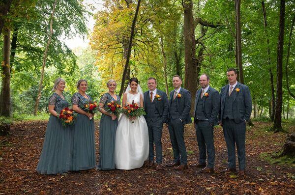 Julett Culloty and Pádraig O'Sullivan with the wedding party. Julett Culloty and Pádraig O'Sullivan with the wedding party.